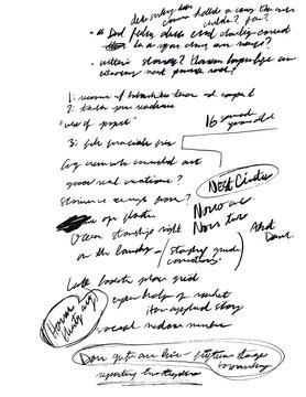 Non-Readable Handwritten Document for Creative Backgrounds & Textures. Complete with lines, circles, outlines, scribbles, and scratched out words.