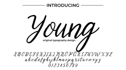Young Font Stylish brush painted an uppercase vector letters, alphabet, typeface