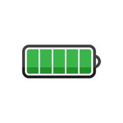 Battery icon in green color vector illustration.