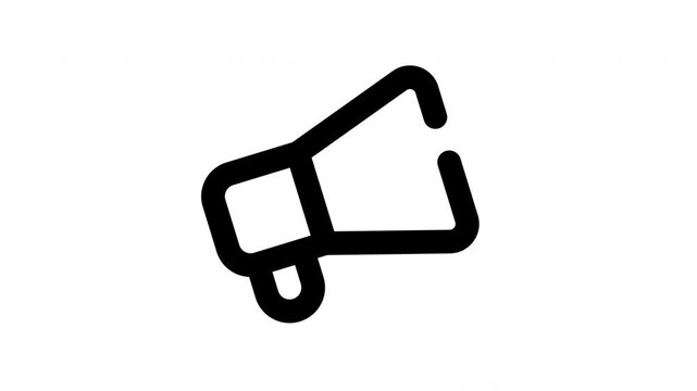 Megaphone line icon of for modern concepts, web and apps on white background. Motion graphic.