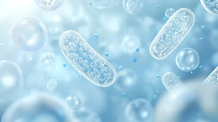 Blue strip-shaped microorganism Escherichia coli background
