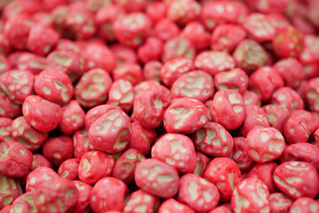 Closeup of red soy beans texture background.