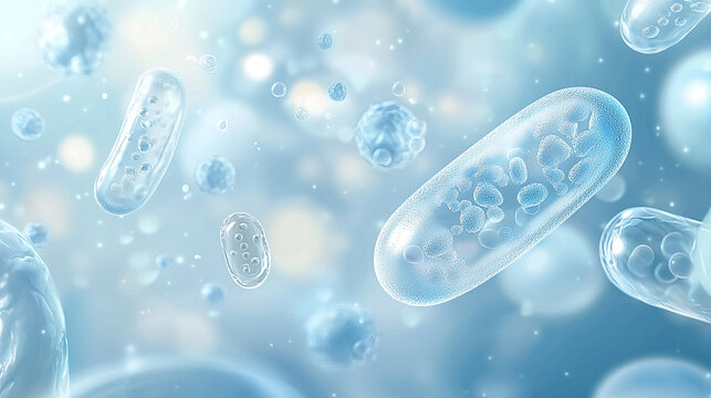 Blue strip-shaped microorganism Escherichia coli background
