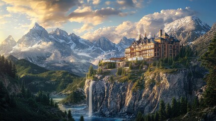 Fototapeta premium Captivating Mountain Resort Surrounded by Scenic Beauty