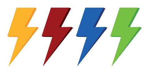 Set of colorful lightning icons