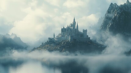 Fototapeta premium Enchanting Historical Castle in a Misty Landscape