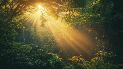 Fototapeta premium Sunlit Forest Scene Captivating Nature Beauty