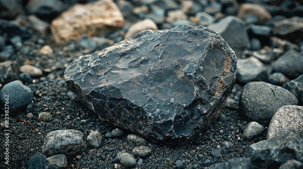 Poster close-up of a meteorite fragment resting on ground