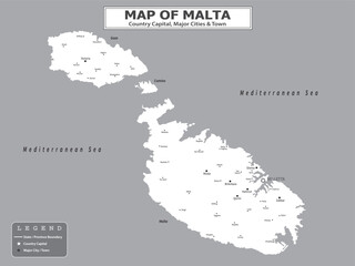 Obraz premium European Country Geography Political map. Political map of country with capital, province or state capital, major cities and town.