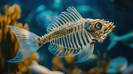 Obraz premium Detailed Skeletal Structure of Fish Displayed Up Close