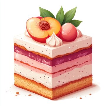 recommend clip art: Illustration of a Square Shaped Cake with Peach and Berries Topping