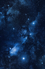 Blue Galaxy in universe and atmosphere with little stars at dark background