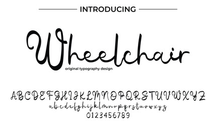 Wheelchair Font Stylish brush painted an uppercase vector letters, alphabet, typeface