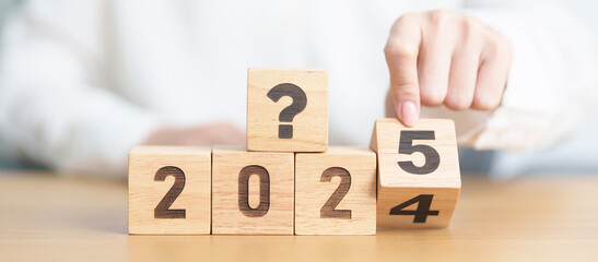 2024 to 2025 New year with questions mark. FAQ, frequency asked questions, Answer, Q and A,...
