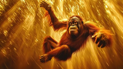 Obraz premium Dynamic Photograph of Critically Endangered Sumatran Orangutan
