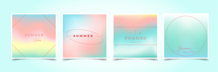 Summer gradient background vector set.