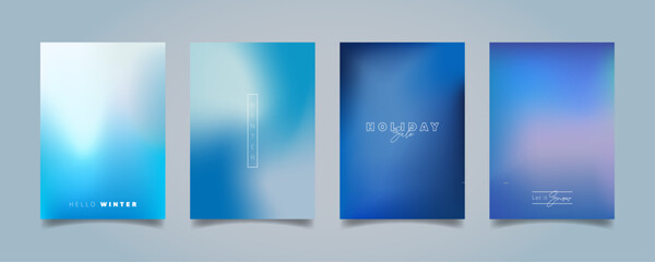 Naklejka premium Winter gradient background vector set.