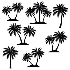 Palm Tree Silhouettes in Various Styles