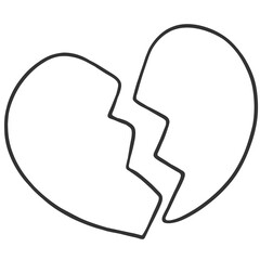 black outline broken heart icon