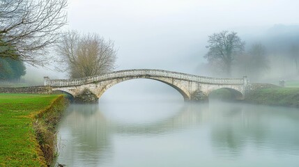 Fototapeta premium Lively Bridge in Picturesque Foggy Landscape