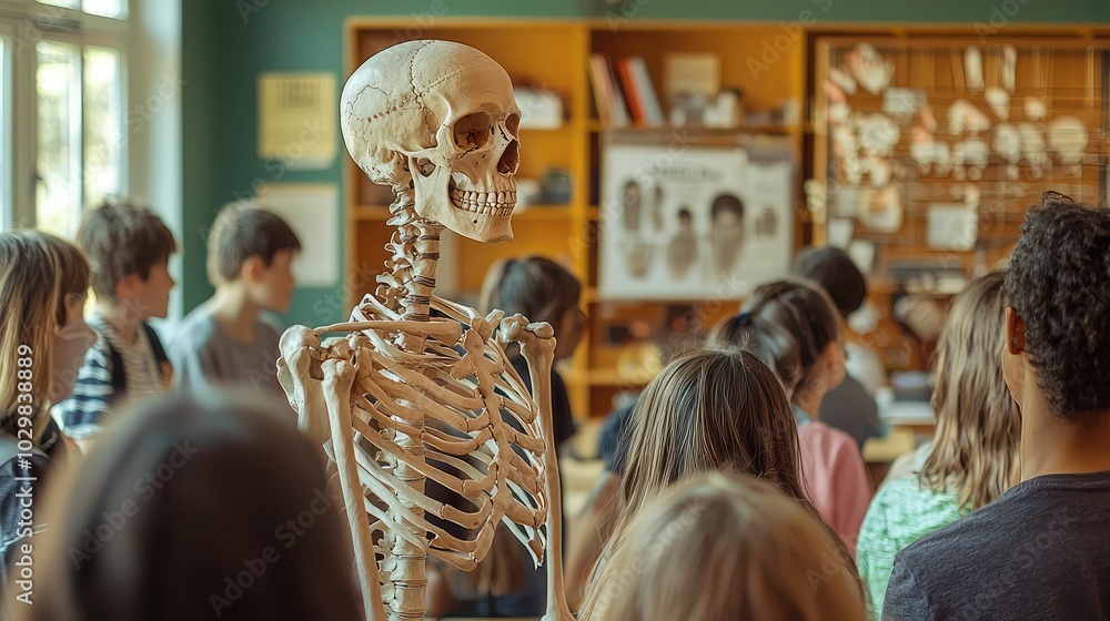 Poster educational skeleton system used in classroom setting