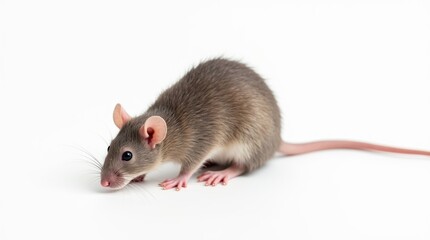 Hyperrealistic rat posing on a clean white background