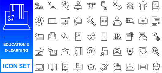 Back to school icon set with 50 different vector icons related with education, success, academic subjects and more.