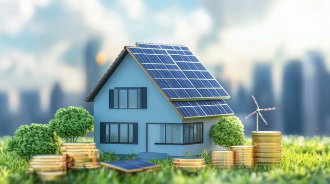 An illustrative concept of solar energy as a cost-effective and money-saving alternative for reducing electricity bills, highlighting the financial benefits of sustainable power solutions.