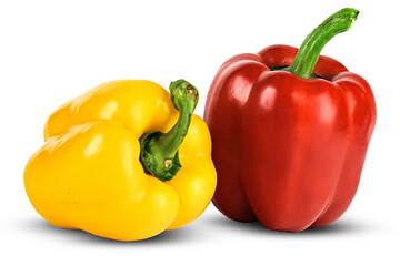 sweet pepper, red, yellow paprika, isolated on white background, clipping path, full depth of field