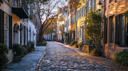 Fototapeta premium Serene View of Historic District in City Landscape