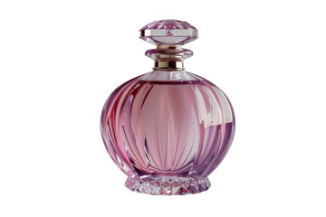 Female pink perfume bottle isolated on transparent background, luxury style.