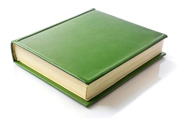 Thick green book isolated on white background
