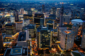 Naklejka premium Yokohama view from Landmark tower in Kanagawa, Yokohama, Japan