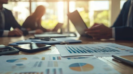 A property management office showcasing team collaboration and strategic planning.