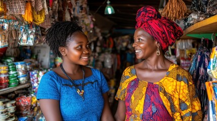 Fototapeta premium Joyful Shopping Experience of African Girls