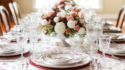 Fototapeta premium Elegant Floral Table Setting for Special Occasion