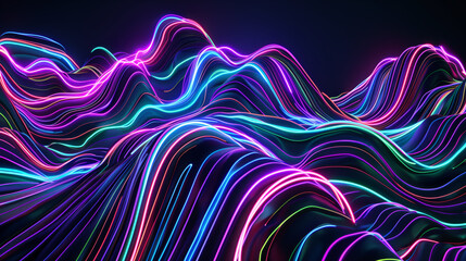 Colorful light wave with motion effect on a black background. Generative AI
