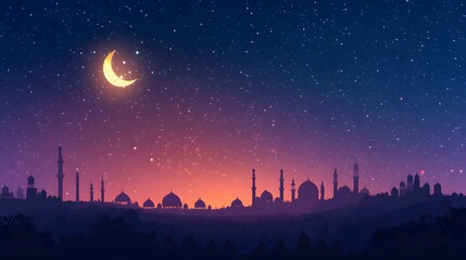 a starry night sky with a bright moon