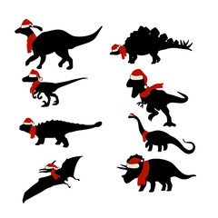 Christmas Dinosaur Silhouette Vector Set © John