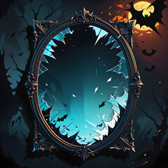 Obraz premium Cursed Mirror: Haunting Halloween Dark Fantasy Sticker