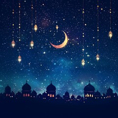 Naklejka premium a starry night sky with a crescent moon