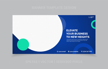 template banner design green and blue color, easy to replace image and text.
