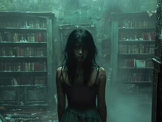Haunted Library: A Woman's Ghostly Presence