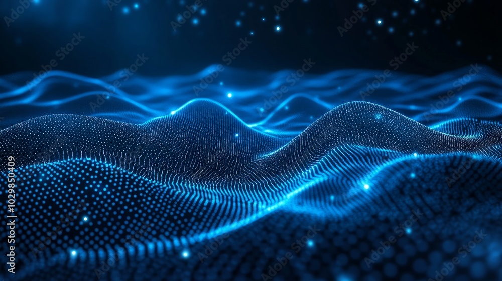 Poster thin circuit trace lines in blue on a dark technology background. abstract digital tech bg. electron