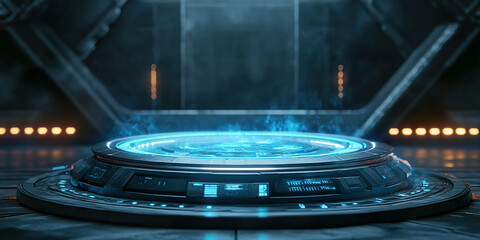 C4D sci-fi technology launch station booth background