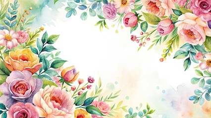 watercolor flowers in the grass with a unique tilted angle