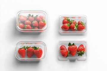  Plastic box with strawberry mockup, different views 