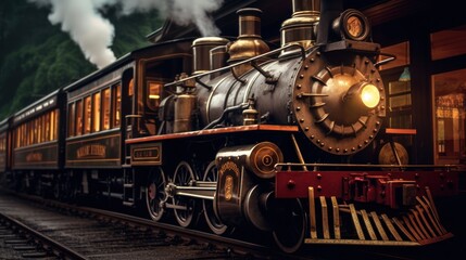 Obraz premium Vintage Steam Locomotive Train