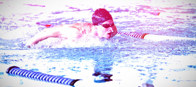 Fototapeta Swimmer swimming in the pool