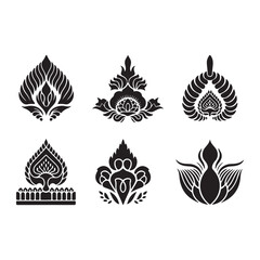 set of thai traditional pattern elements for design  